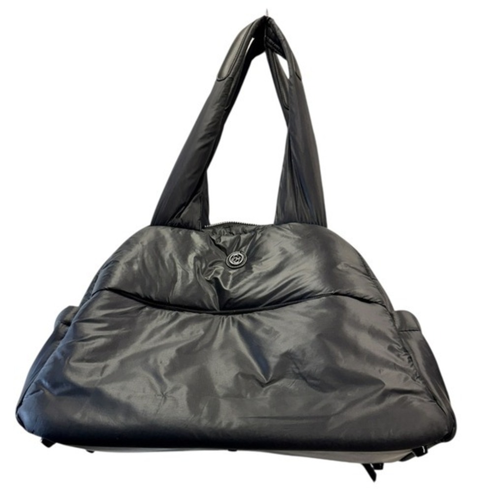 Joan & David Black Puffer Tote Bag Quilted Carryall Travel Handbag Nylon
